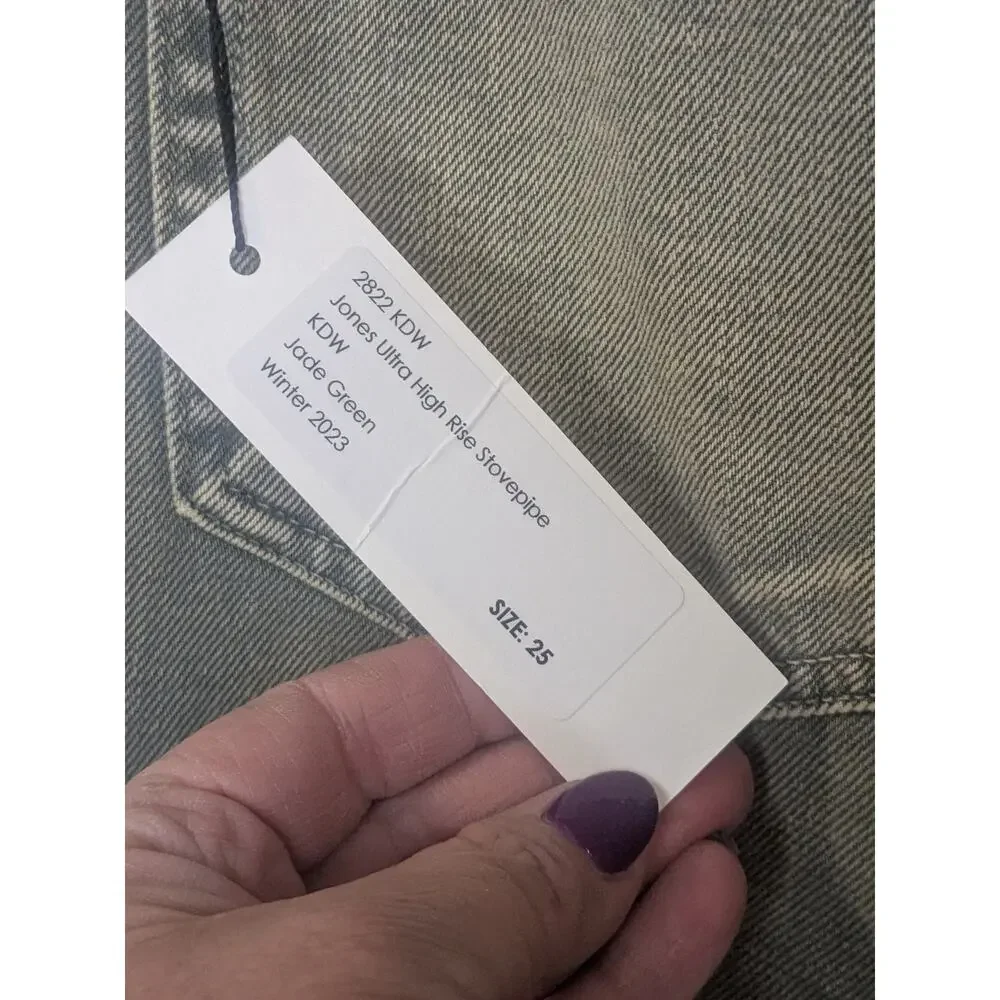 L'AGENCE Jones Ultra High Rise Stovepipe Jeans Jade Green Womens Size 25 NWT - Picture 4 of 8